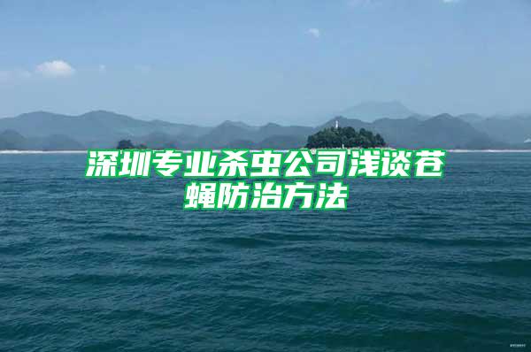 深圳专业杀虫公司浅谈苍蝇防治方法