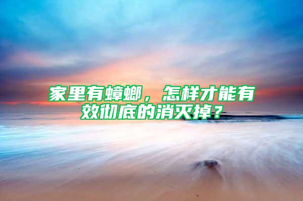 家里有蟑螂，怎样才能有效彻底的消灭掉？