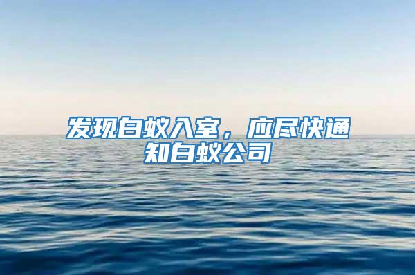 发现白蚁入室，应尽快通知白蚁公司