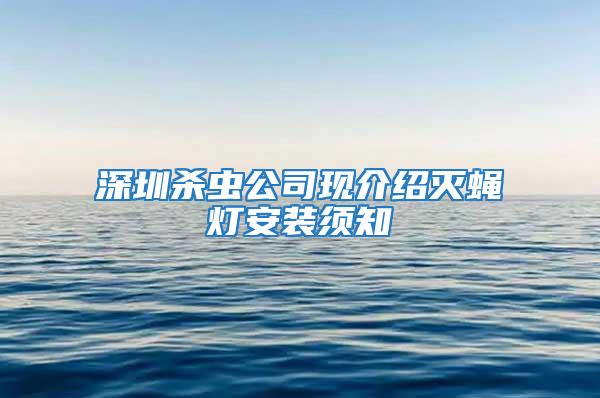 深圳杀虫公司现介绍灭蝇灯安装须知