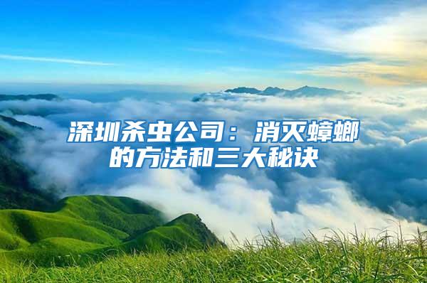 深圳杀虫公司：消灭蟑螂的方法和三大秘诀