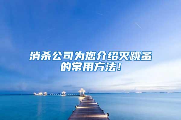 消杀公司为您介绍灭跳蚤的常用方法！