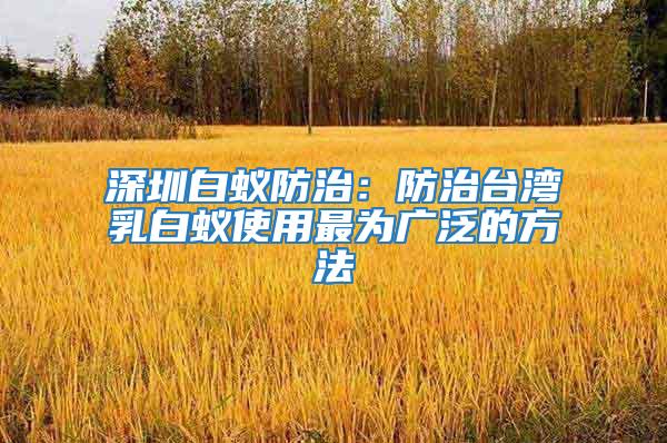 深圳白蚁防治：防治台湾乳白蚁使用最为广泛的方法