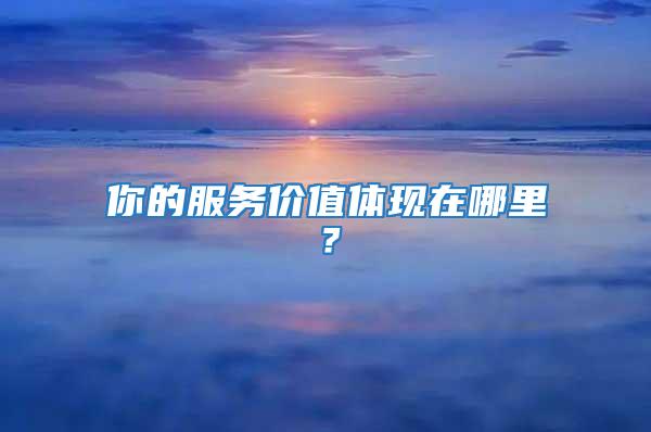 你的服务价值体现在哪里？