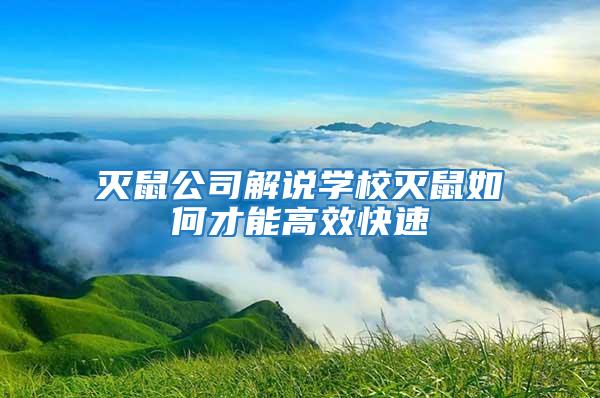 灭鼠公司解说学校灭鼠如何才能高效快速