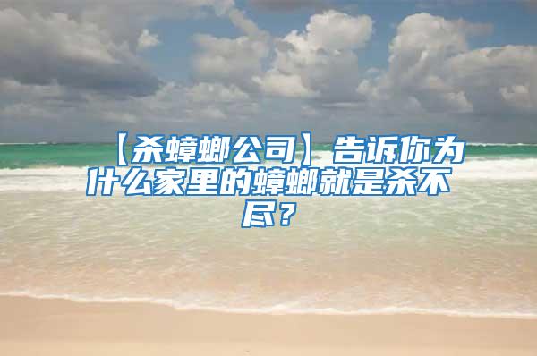 【杀蟑螂公司】告诉你为什么家里的蟑螂就是杀不尽？