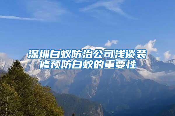 深圳白蚁防治公司浅谈装修预防白蚁的重要性