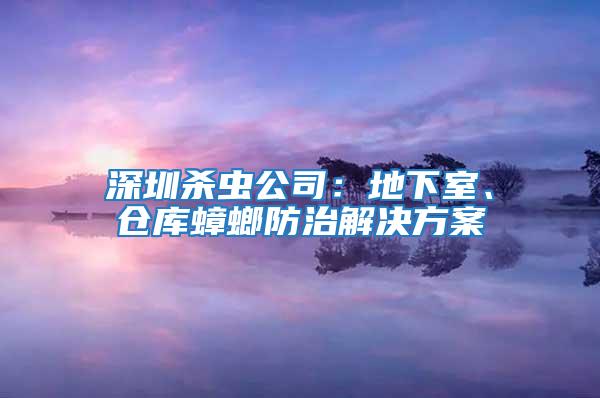 深圳杀虫公司：地下室、仓库蟑螂防治解决方案