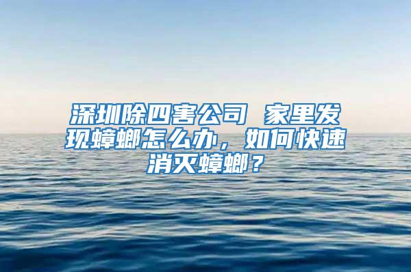 深圳除四害公司 家里发现蟑螂怎么办，如何快速消灭蟑螂？