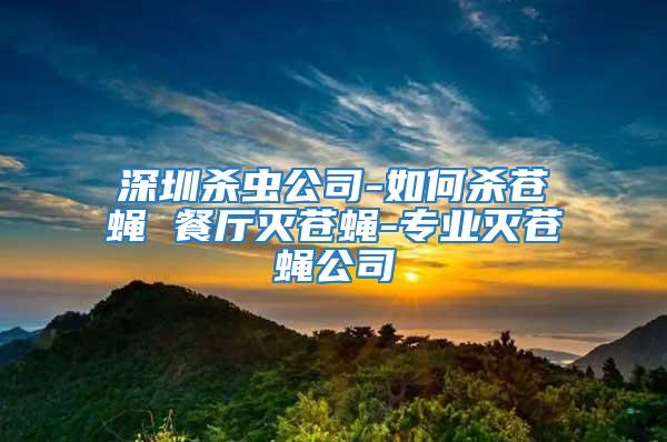 深圳杀虫公司-如何杀苍蝇 餐厅灭苍蝇-专业灭苍蝇公司