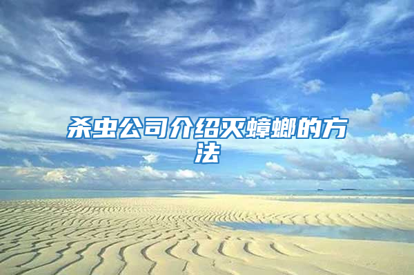 杀虫公司介绍灭蟑螂的方法