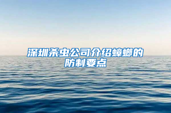 深圳杀虫公司介绍蟑螂的防制要点