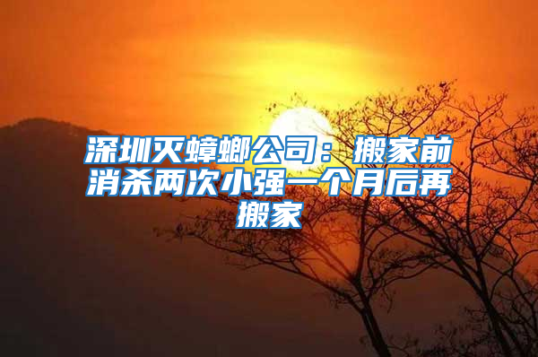 深圳灭蟑螂公司：搬家前消杀两次小强一个月后再搬家